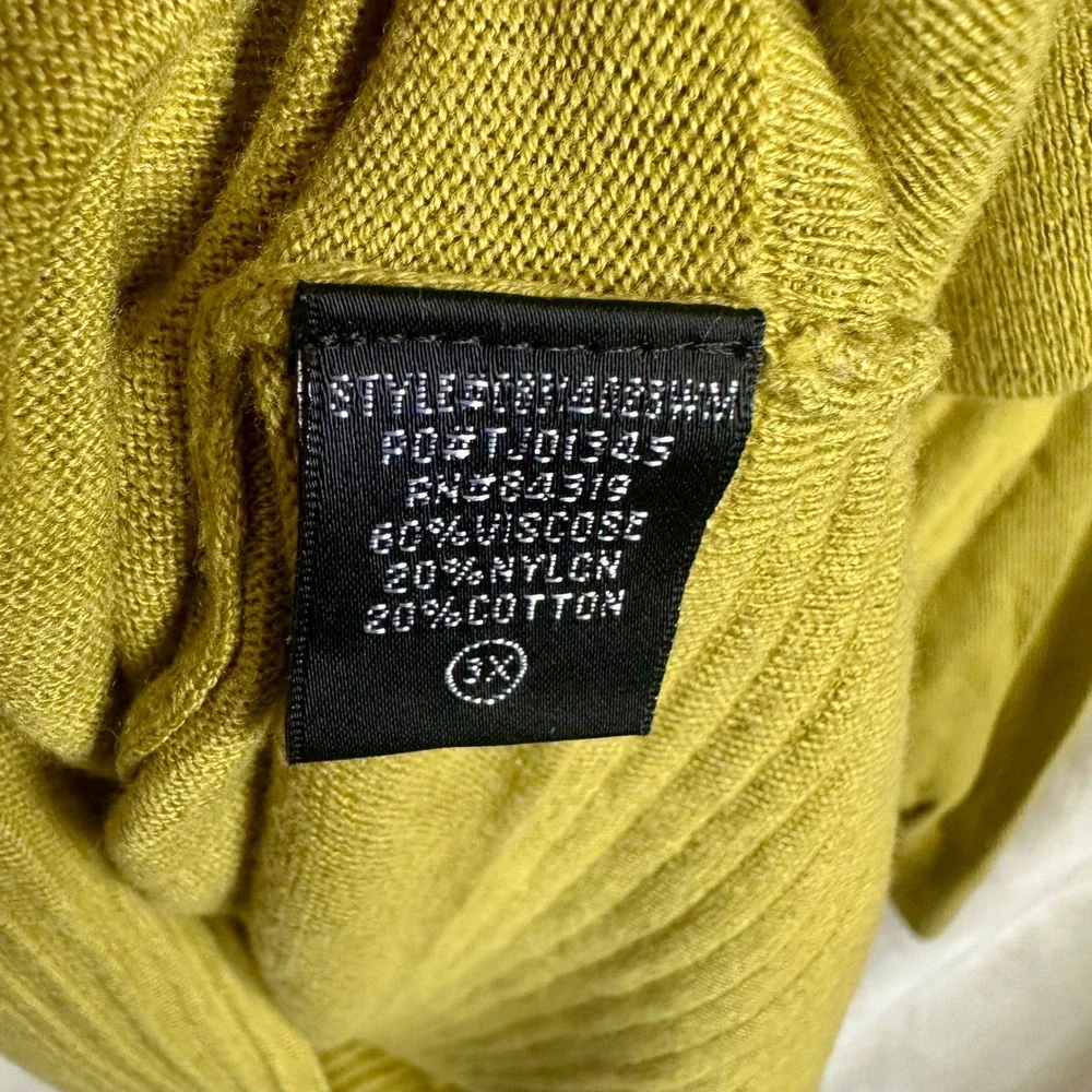 Cyrus Chartreuse Acid Green Oversized Dolman Sleeve Knit Sweater Plus Size 3X